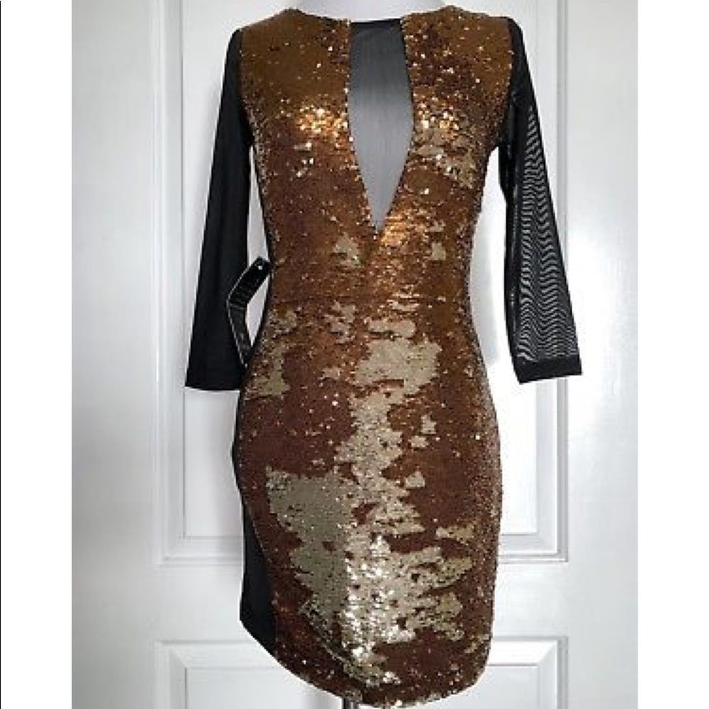 bebe Addiction Sequin Mesh Dress RARE